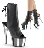 ADORE-1018 - Blk Faux Leather/Slv Chrome