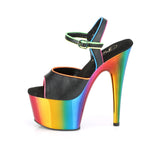 ADORE-709RC-02 - Blk Faux Leather/Rainbow Chrome