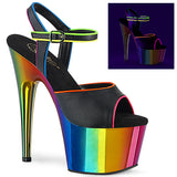 ADORE-709RC-02 - Blk Faux Leather/Rainbow Chrome