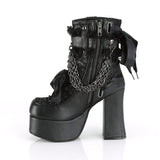 CHARADE-110 - Blk Vegan Leather-Lace Overlay