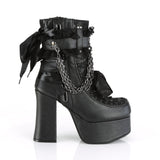 CHARADE-110 - Blk Vegan Leather-Lace Overlay