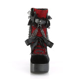 CHARADE-110 - Blk V. Le-Red-Blk Velvet-Fishnet Overlay