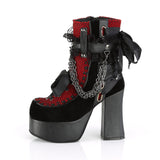 CHARADE-110 - Blk V. Le-Red-Blk Velvet-Fishnet Overlay