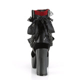 CHARADE-110 - Blk V. Le-Red-Blk Velvet-Fishnet Overlay