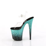 FLAMINGO-808SS - Clr/Blk-Turquoise Multi Glitter - Size 5 - CLEARANCE