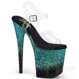 FLAMINGO-808SS - Clr/Blk-Turquoise Multi Glitter - Size 5 - CLEARANCE