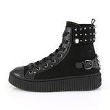 SNEEKER-266 - Blk Canvas-Vegan Leather