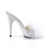 POISE-501F - Wht Satin-Marabou Fur/Wht | Size 7 - Slightly imperfect