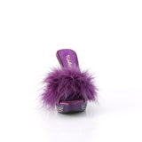 ELEGANT-401F - Purple Marabou-Faux Leather/Purple