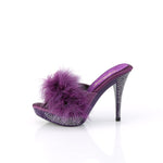 ELEGANT-401F - Purple Marabou-Faux Leather/Purple