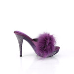 ELEGANT-401F - Purple Marabou-Faux Leather/Purple