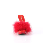 ELEGANT-401F - Red Marabou-Faux Leather/Red