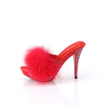 ELEGANT-401F - Red Marabou-Faux Leather/Red