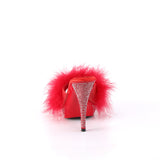 ELEGANT-401F - Red Marabou-Faux Leather/Red