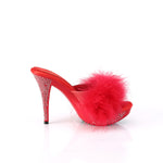 ELEGANT-401F - Red Marabou-Faux Leather/Red