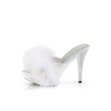 ELEGANT-401F - Wht Marabou-Faux Leather/Wht