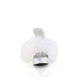 ELEGANT-401F - Wht Marabou-Faux Leather/Wht