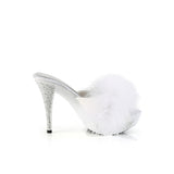 ELEGANT-401F - Wht Marabou-Faux Leather/Wht