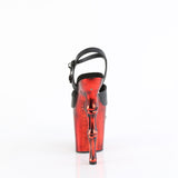 RAPTURE-809-LT - Blk Faux Leather/Satin Red Chrome