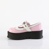 SLACKER-23 - B. Pink Holo Pat-Wht Vegan Leather