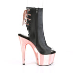 ADORE-1018 - Blk Faux Leather/Rose Gold Chrome