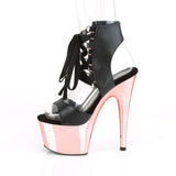 ADORE-700-14 - Blk Faux Leather/Rose Gold Chrome