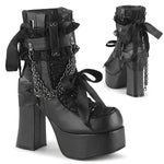 CHARADE-110 - Blk Vegan Leather-Lace Overlay