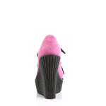 CREEPER-304 - H.Pink Vegan Suede-Leopard Printed Pony Hair