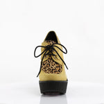 CREEPER-304 - Mustard Vegan Suede-Leopard Printed Ponly Hair