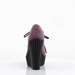 CREEPER-304 - Purple Vegan Suede-Leopard Printed Pony Hair
