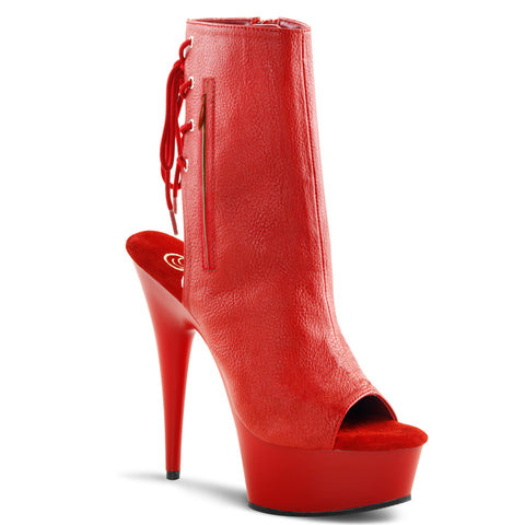 DELIGHT-1018 - Red Faux Leather/Red
