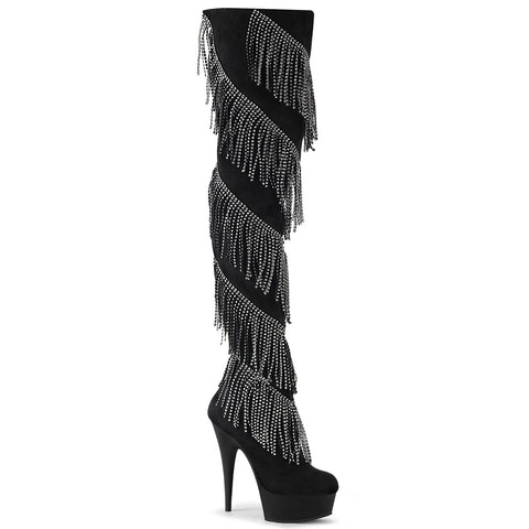 DELIGHT-3065 - Blk Faux Suede-Slv/Blk Matte