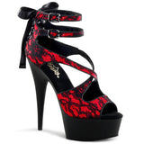 DELIGHT-678LC - Red Satin-Lace/Blk Matte