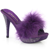 ELEGANT-401F - Purple Marabou-Faux Leather/Purple