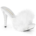 ELEGANT-401F - Wht Marabou-Faux Leather/Wht