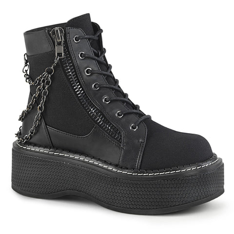 EMILY-114 - Blk Canvas-Vegan Leather