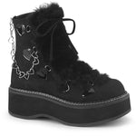 EMILY-55 - Blk Vegan Suede-Faux Fur