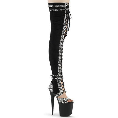 FLAMINGO-3027SP - Blk Faux Suede-Snake Print Faux Le./Blk Matte