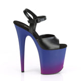 FLAMINGO-809BP - Blk Faux Leather/Blue-Purple Ombre