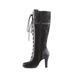GLAM-240 - Blk Vegan Leather-Blk Lace Overlay