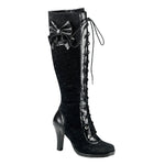 GLAM-240 - Blk Vegan Leather-Blk Lace Overlay