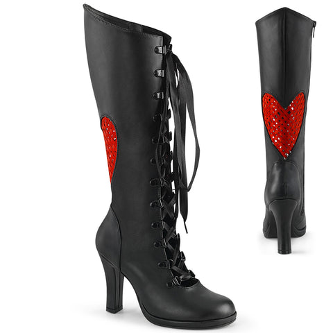 GLAM-243 - Blk Vegan Leather- Red Satin