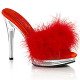 GLORY-501F-8 - Red Faux Leather-Fur/Clr - CLEARANCE