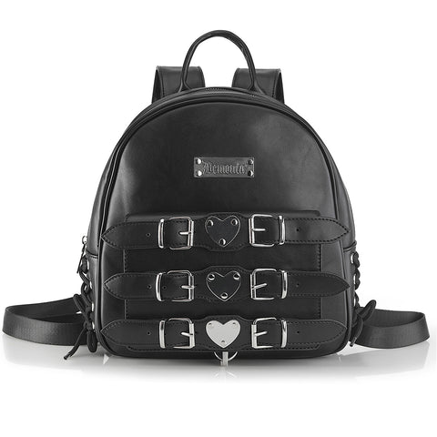 HB-675 - Blk Vegan Leather Backpack
