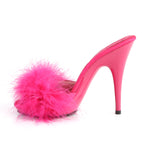 POISE-501F - H. Pink Satin-Marabou Fur/H. Pink