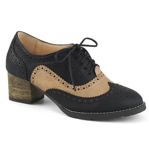 RUSSELL-34 - Black-Tan Faux Leather