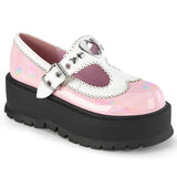 SLACKER-23 - B. Pink Holo Pat-Wht Vegan Leather