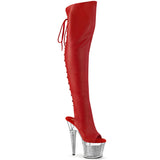 SPECTATOR-3019 - Red Faux Leather/Clr-Slv Chrome