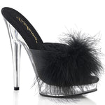 SULTRY-601F - Blk Pu-Marabou Fur/Clr