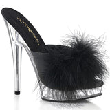 SULTRY-601F - Blk Pu-Marabou Fur/Clr - CLEARANCE